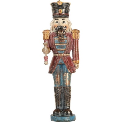 Modro-červená dekorace figurka Louskáček Nutcracker 7*6*21 cm Clayre & Eef