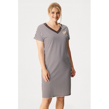 Doctor Nap Памучна нощница Flora Stripe plus size къса (TB7470_kos)