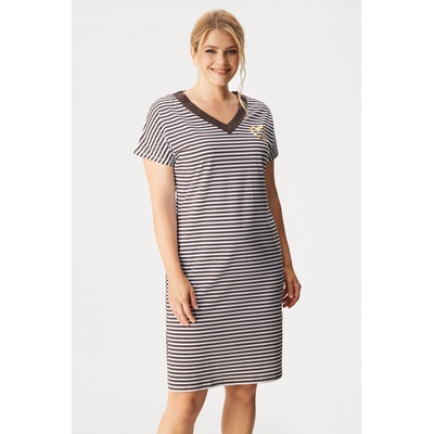 Doctor Nap Памучна нощница Flora Stripe plus size къса (TB7470_kos)