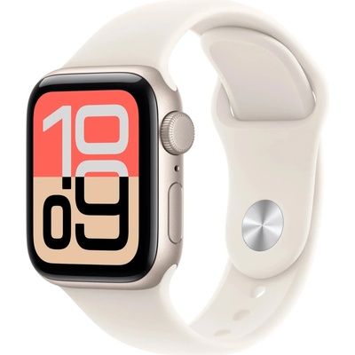 Apple Watch SE 3 (2025) 40mm Starlight Aluminium Case with Starlight Sport Band M/L MEH54WF/A