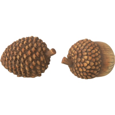 Set 2ks hnedá antik dekorácia šiška a žaluď 15*10*9 cm J-Line by Jolipa