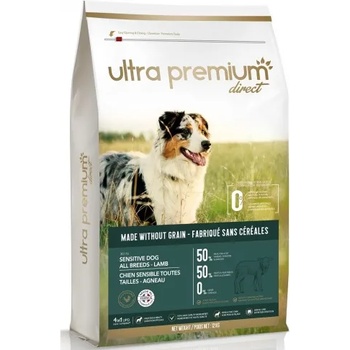 Ultra Premium Direct Sensitive Adult dog all breeds Lamb - суха храна за пораснали чувствителни кучета от всички породи, без зърно, 50% месо и месни съставки, 12 кг, Франция GF1206