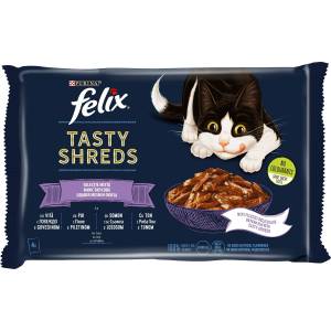 FELIX Tasty Shreds Mix 4 вида месо в сос - 0.34кг