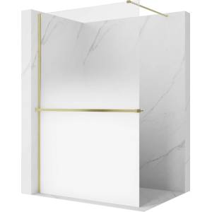 Mexen Kioto+ душкабина с рафт Walk-in 100 x 200 см, бяло омбре 8 мм, златно четкано (800-100-121-55-86)