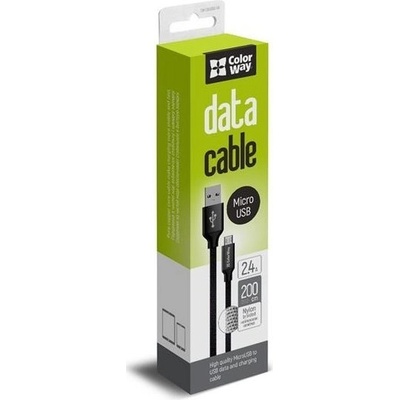 ColorWay Kábel USB MicroUSB 2.4A 2m CW-CBUM009-BK