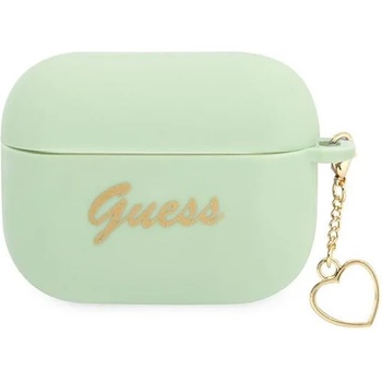 Guess Калъф GUAPLSCHSN за AirPods Pro, зелен, Silicone Charm Heart Collection (GUE001945-0)