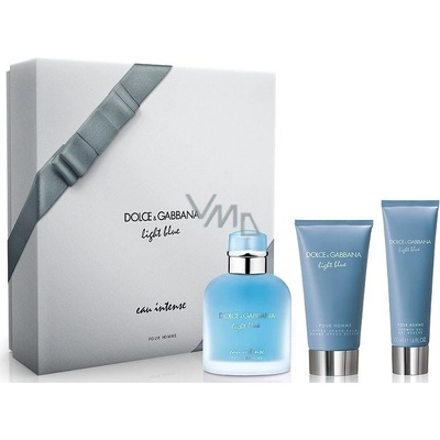 Dolce & Gabbana Light Blue Eau Intense Pour Homme EDP 100 ml + sprchový gél 50 ml + balzam po holení 75 ml darčeková sada