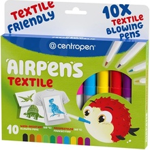 Centropen Foukací fixy Airpens NA TEXTIL 10 barev 8 šablony