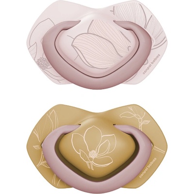 Canpol babies Силиконови залъгалки със симетрична форма Canpol - Gold, 0-6 m, 2 броя, Розови (22/664_pin)