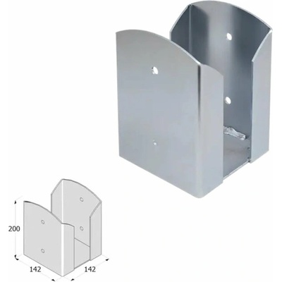 Domax zaskrutkovacia pätka stĺpika so štvorcovou základňou (ZNG) PSPW 140 - 142 x 142 x 200 x 3.0 mm