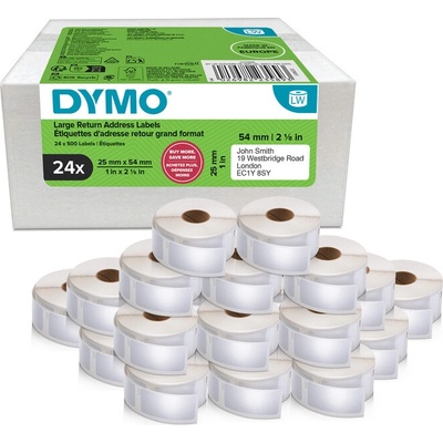 DYMO promo balenie štítky pre spiatočnú adresu, biely papier, 54x25mm, 24 roliek 2223589