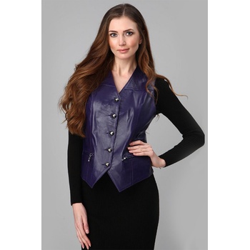 Jacket Club Дамски елек от естествена кожа 001 - Тъмносин #386508 (386508_Тъмно син)