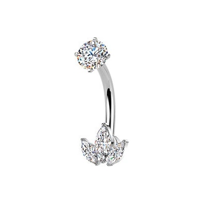 Šperky4U Ocelový piercing do pupíku se zirkony BS1069