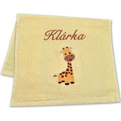 Povlečení Plus dětský ručník se jménem 30 x 50 cm LILI žirafa žlutá