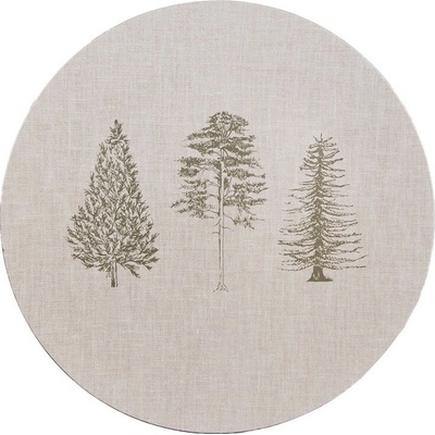 Clayre & Eef Béžový servírovací tanier so stromčekmi Natural Pine Trees 33 x 1 cm