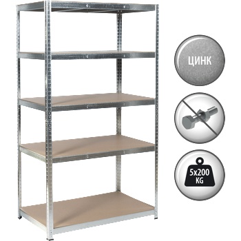 Carmen Метален стелаж Carmen CR-1018 - 180х100х60 см, до 200 кг на рафт - цинк