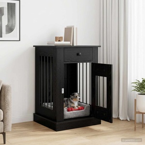 vidaXL Мебели за кучешка клетка Черен дъб 50 x 47, 5 x 80 см (8014779)