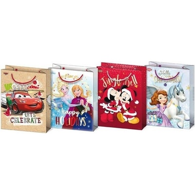 MFP Disney mix V4, vianočná darčeková taška, rozmer 26x34x14cm, veľkosť L, rôzne motívy