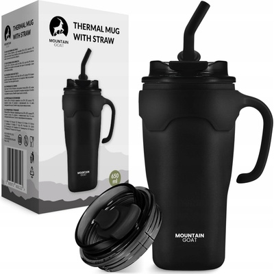 Mountain Goat termohrnek nerezová ocel se slámkou 650 ml černý