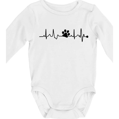 Ekg psia labka Body dojčenské s dlhým rukávom dlouhý rukáv biele