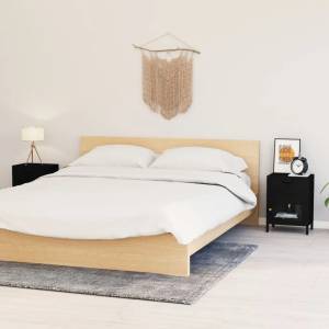 vidaXL Нощни шкафчета, 2 бр, черни 40x30x54, 5 см, стомана и стъкло (3095202)