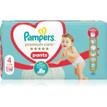 Pampers Premium Care Pants Size 4 еднократни пелени гащички 9-15 kg 58 бр