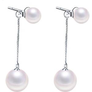 Silenti Jewelry Сребърни обеци "Класа" - Перла - 4.5см