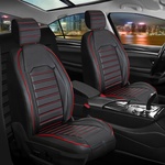 Streetech 3D Тапицерия за седалки кожена Streetech Palermo - черна с червени шевове (EG-D-PAL-BR)