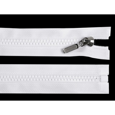 Kostěný zip No 5 délka 50 cm s ozdobným jezdcem, malé, 101 bílá