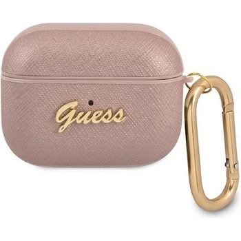 Guess Калъф Guess GUAPSASMP Saffiano Script Metal Collection за AirPods Pro, розов (GUE001438)