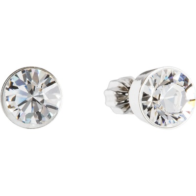 Pavona stříbrné náušnice pecka s krystaly Preciosa bílé kulaté 31113.1 crystal
