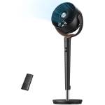 DREO pedestal fan very quiet, large fan with remote control, 20dB silent fan with DC motor, 120° oscillating, 4 modes, 94-107cm height adjustable, floor fan, TurboPoly Fan 512 (TurboPoly Fan 512 Black and 