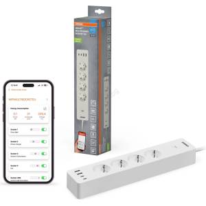 OSRAM - Разклонител SMART+ 4Z тип F + 2xUSB-A + 2xUSB-C Wi-Fi (P228159)