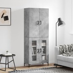 vidaXL Висок шкаф, бетонно сив, 69, 5x34x180 см, инженерно дърво (3195735)