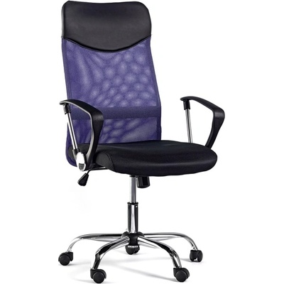 Директорски стол Monti HB, дамаска, екокожа и меш, черна седалка, лилава облегалка (ON4010140277)