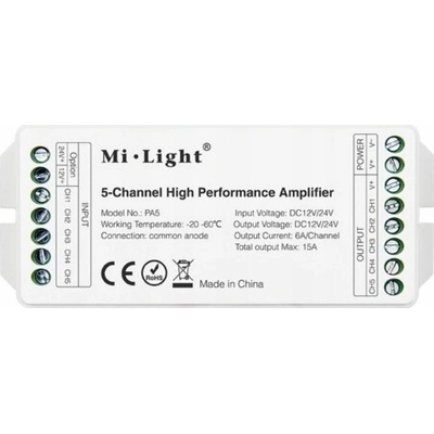 MILIGHT PA5 5-KANÁLOVÝ ZESILOVAČ SIGNÁLU MIBOXER
