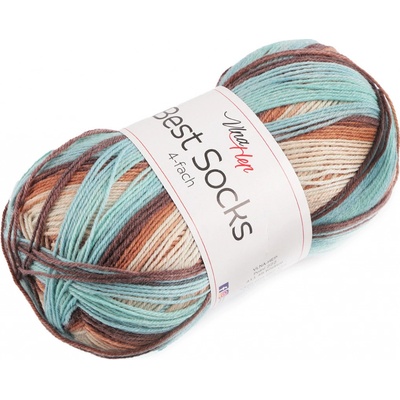 Prima-obchod Pletací příze Best Socks samovzorovací / ponožkovka 100 g, barva 26 (7409) tyrkys