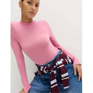 Marks & Spencer Жърси топ Second Skin с поло яка с висок процент модал Marks & Spencer розова Marks & Spencer | Rozov | ЖЕНИ | 8 REG