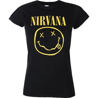 ROCK OFF Дамска тениска Nirvana - Yellow Happy Face - NIRVTS04LB