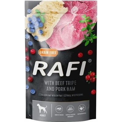 RAFI Adult PORK HAM and BEEF TRIPE - пауч за кучета, с шунка и телешко шкембе, 500 гр - Полша