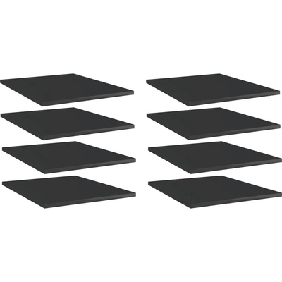 vidaXL Рафтове, 8 бр, черен гланц, 40x50x1, 5 см, инженерно дърво (805199)