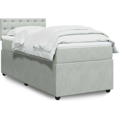 vidaXL 11461.3287674 Boxspring postel s matrací světle šedá samet