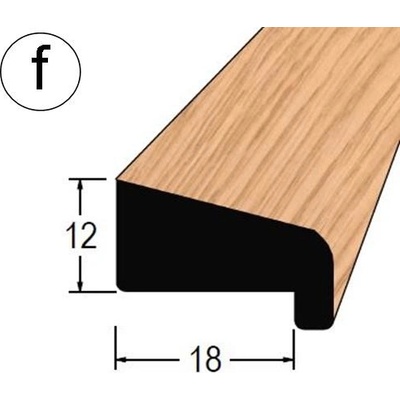 Lišta dveřní s polodrážkou, dub fólie, 18x12mm, délka 240cm