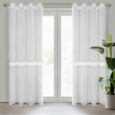 Takoy Záclona SOFI zdobená aplikáciou vo forme volánu s krajkou 140 x 260 cm-HF-429564 | 140 x 260 cm