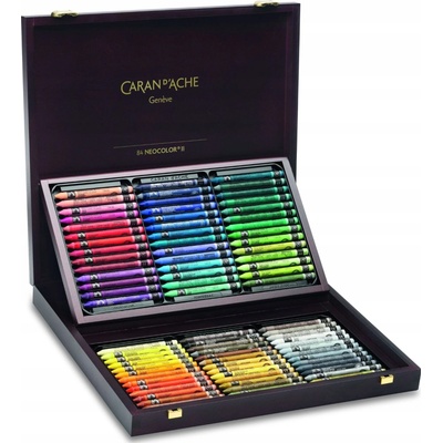 Caran D'Ache Neocolor II akvarelové pastely 84 barev dřevěný box 7500.
