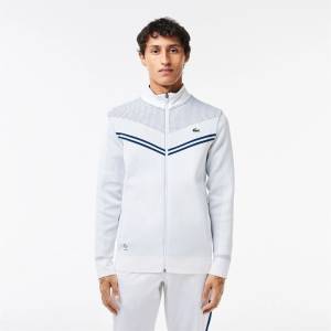 Lacoste Блуза Lacoste Men's Crew Neck Ribbed Sweatshirt - White/Methylene