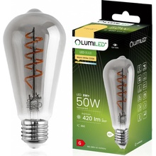 Lumiled EDISON E27 ST64 6W = 50W 420lm 2200K Warm 360° Filament Smokey LED žiarovka