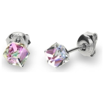 Spark Swarovski Elements Small Cube studs K48414VL Vitrail Light