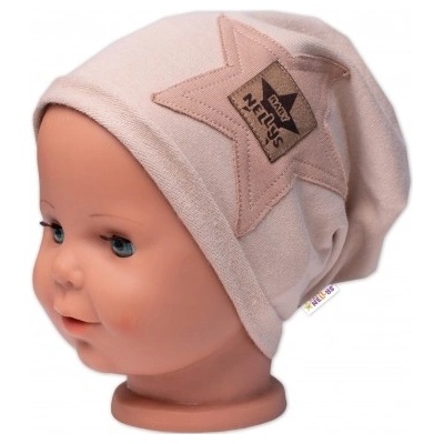 Baby Nellys Dětská čepice bavlna Baby Star béžová