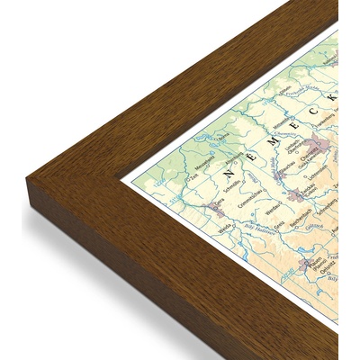 Excart Maps ČR - nástěnná obecně zeměpisná mapa 198x126 cm Varianta: mapa v dřevěném rámu, Provedení: Pegi tmavý ořech
